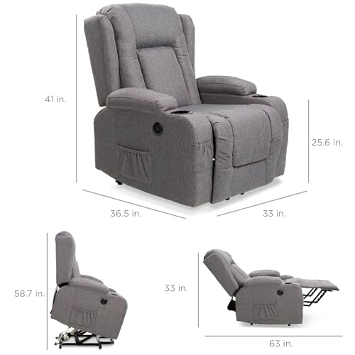 Modern Linen Electric Power Lift Massage Chair - Gray
