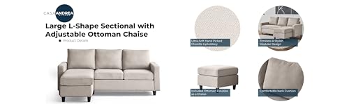 Beige L-Shaped Sofa Sectional for Small Spaces