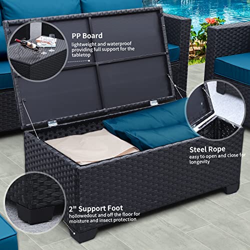 6-Piece Rattaner Patio Furniture Set in Peacock Blue
