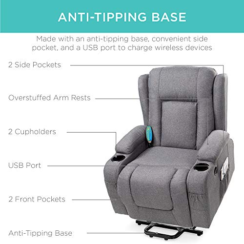 Modern Linen Electric Power Lift Massage Chair - Gray