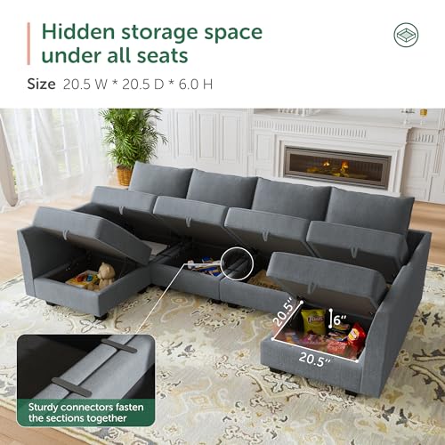 HONBAY U-Shaped Sectional Sofa with Reversible Storage Chaise