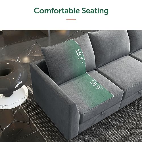 HONBAY U-Shaped Sectional Sofa with Reversible Storage Chaise