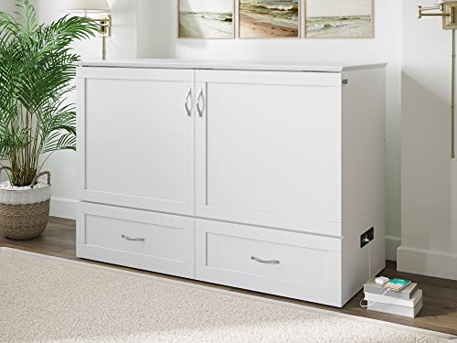 AFI Hamilton Murphy Bed Chest, Full, White, Memory Foam