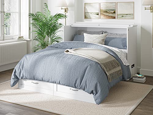 AFI Hamilton Murphy Bed Chest, Full, White, Memory Foam