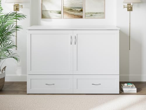 AFI Hamilton Murphy Bed Chest, Full, White, Memory Foam