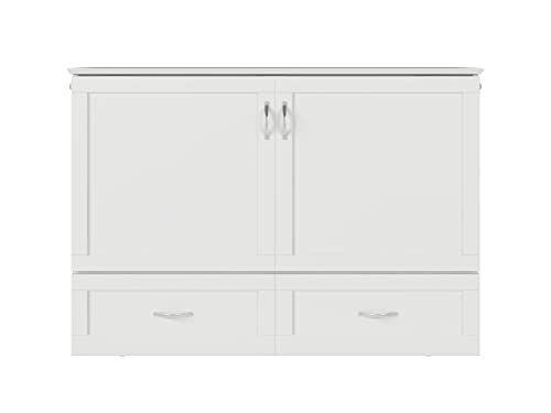 AFI Hamilton Murphy Bed Chest, Full, White, Memory Foam