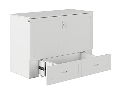 AFI Hamilton Murphy Bed Chest, Full, White, Memory Foam