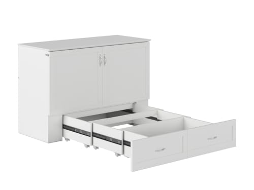 AFI Hamilton Murphy Bed Chest, Full, White, Memory Foam