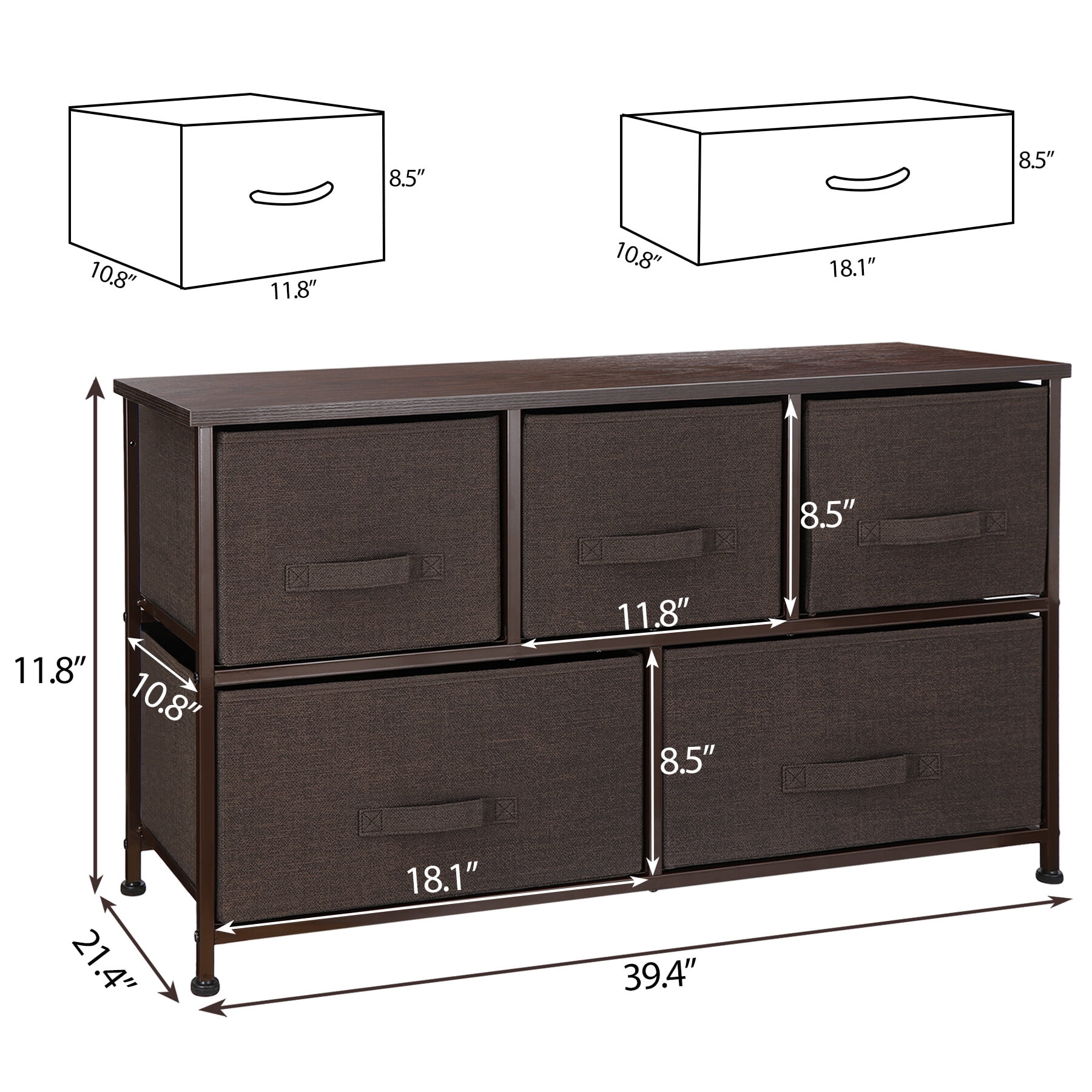 Modern 5-Drawer Fabric Dresser Chest