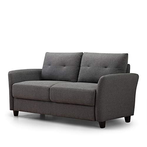 Dark Grey Tufted Loveseat with Easy Assembly