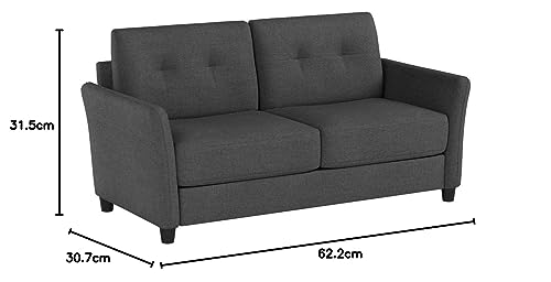 Dark Grey Tufted Loveseat with Easy Assembly