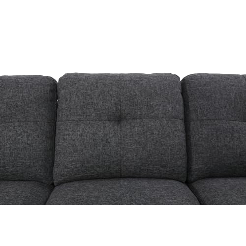 Devion Fabric Sectional Sofa Set with Ottoman (Dark Gray)