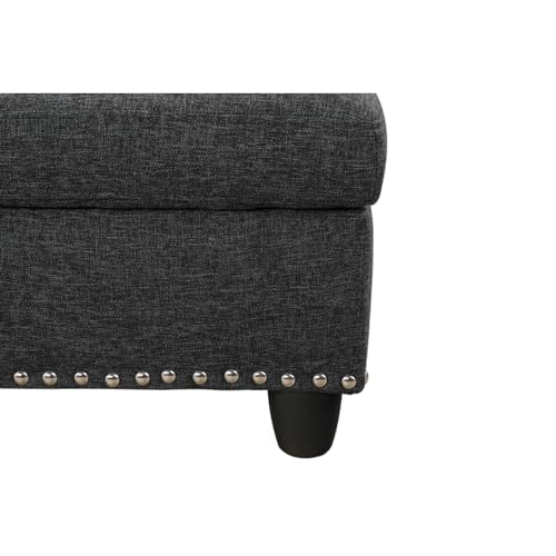 Devion Fabric Sectional Sofa Set with Ottoman (Dark Gray)