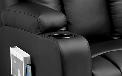 Black 3-Piece Bonded Leather Recline Sofa Set Home