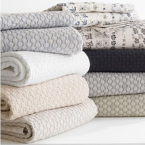 King Size Neutral Solid Pattern Coverlet by Pine Cone Hill