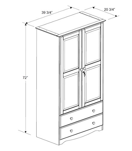 Solid wood wardrobe with lock and drawers