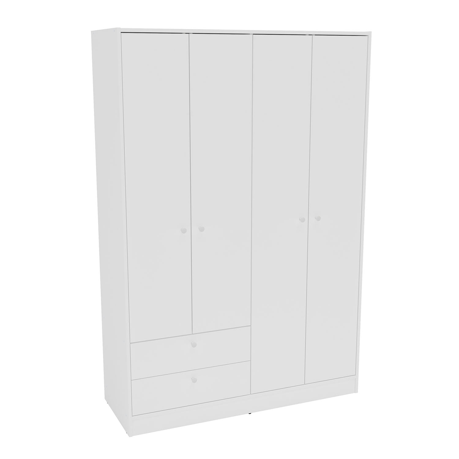 Polifurniture Denmark 4 Door Bedroom Armoire with Drawers, White