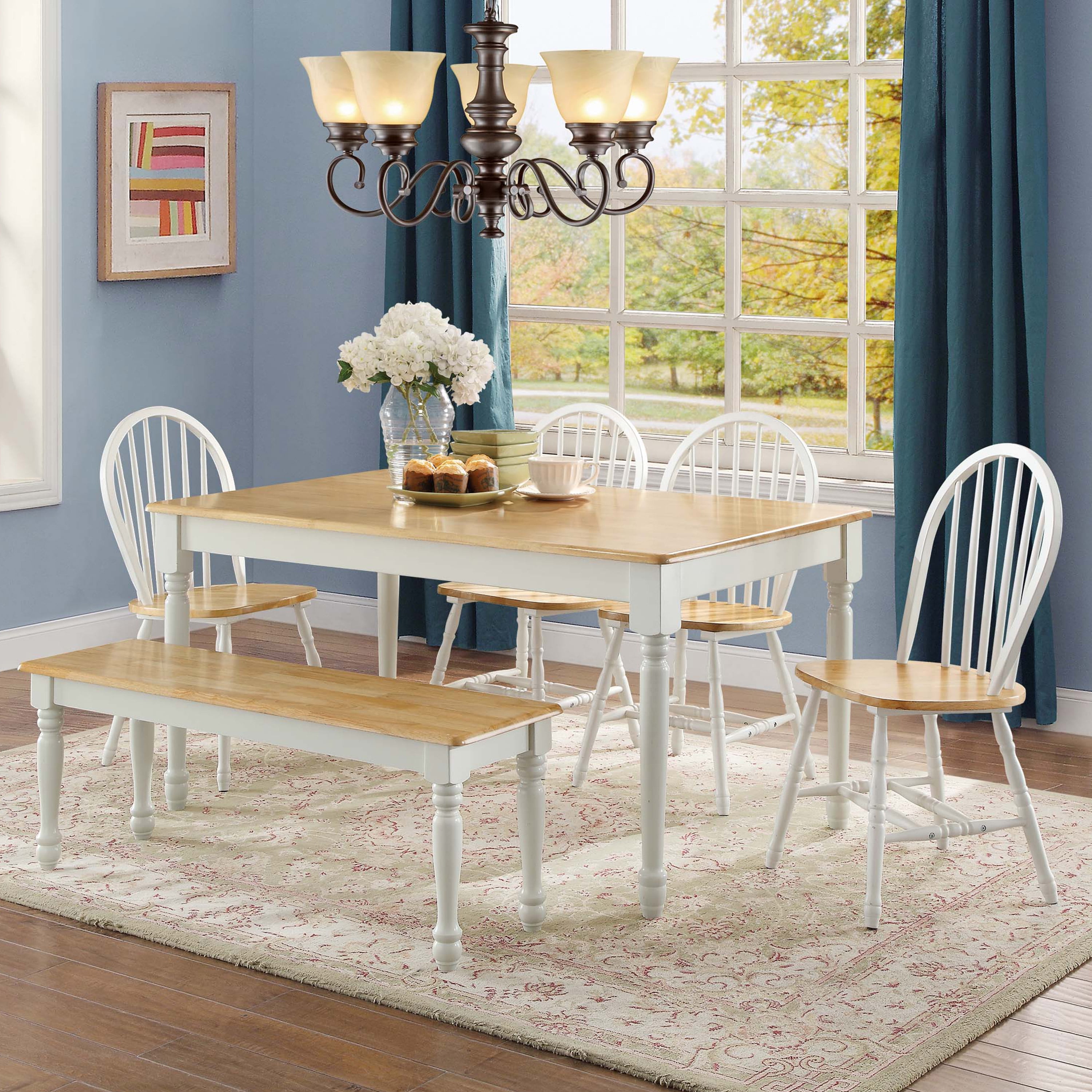 Autumn Lane Windsor Dining Chairs, White/Oak (Set of 2)