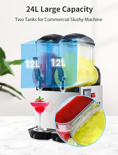 Large Commercial Slushy Maker with Dual Tanks, 24L