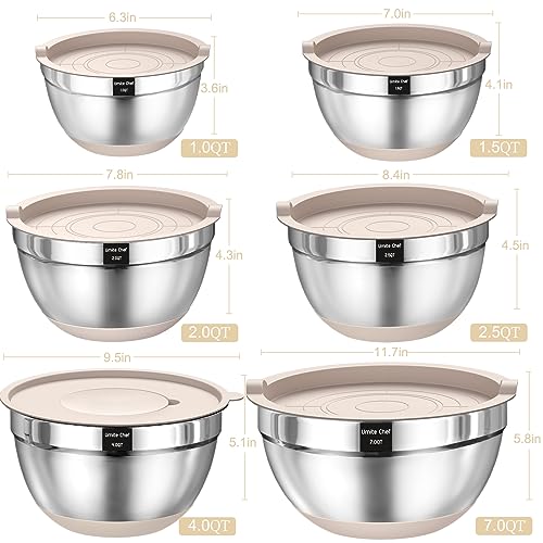 26PCS Stainless Steel Mixing Bowls Set with Airtight Lids
