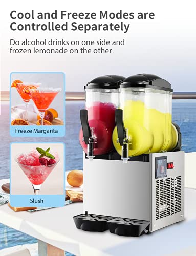 Large Commercial Slushy Maker with Dual Tanks, 24L