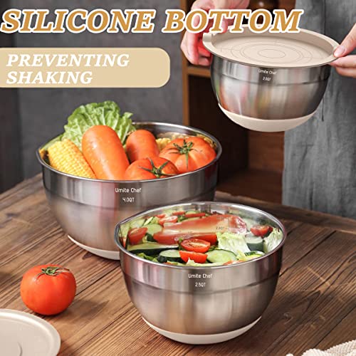 26PCS Stainless Steel Mixing Bowls Set with Airtight Lids