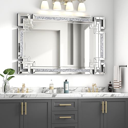 Crystal Crush Diamond 47'' x 30'' Rectangle Wall Mirror