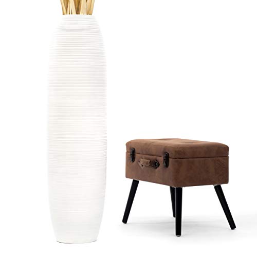 White Wooden Floor Vase for Farmhouse Home Decor