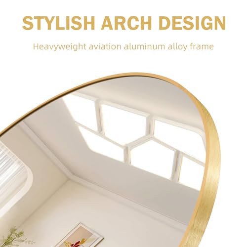 ZHUNFA 76''×34'' Arched Full-Length Mirror, Gold Aluminum Frame