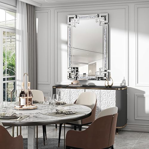 Crystal Crush Diamond 47'' x 30'' Rectangle Wall Mirror