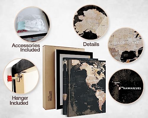 Vintage World Map Wall Art for Home Decor