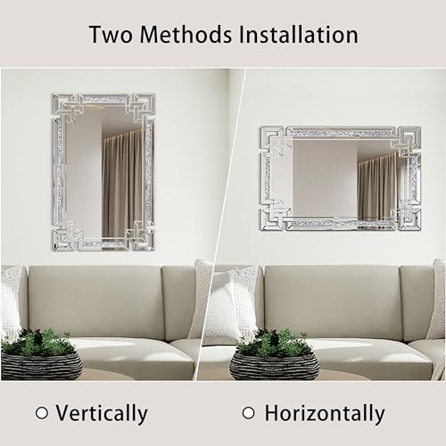 Crystal Crush Diamond 47'' x 30'' Rectangle Wall Mirror