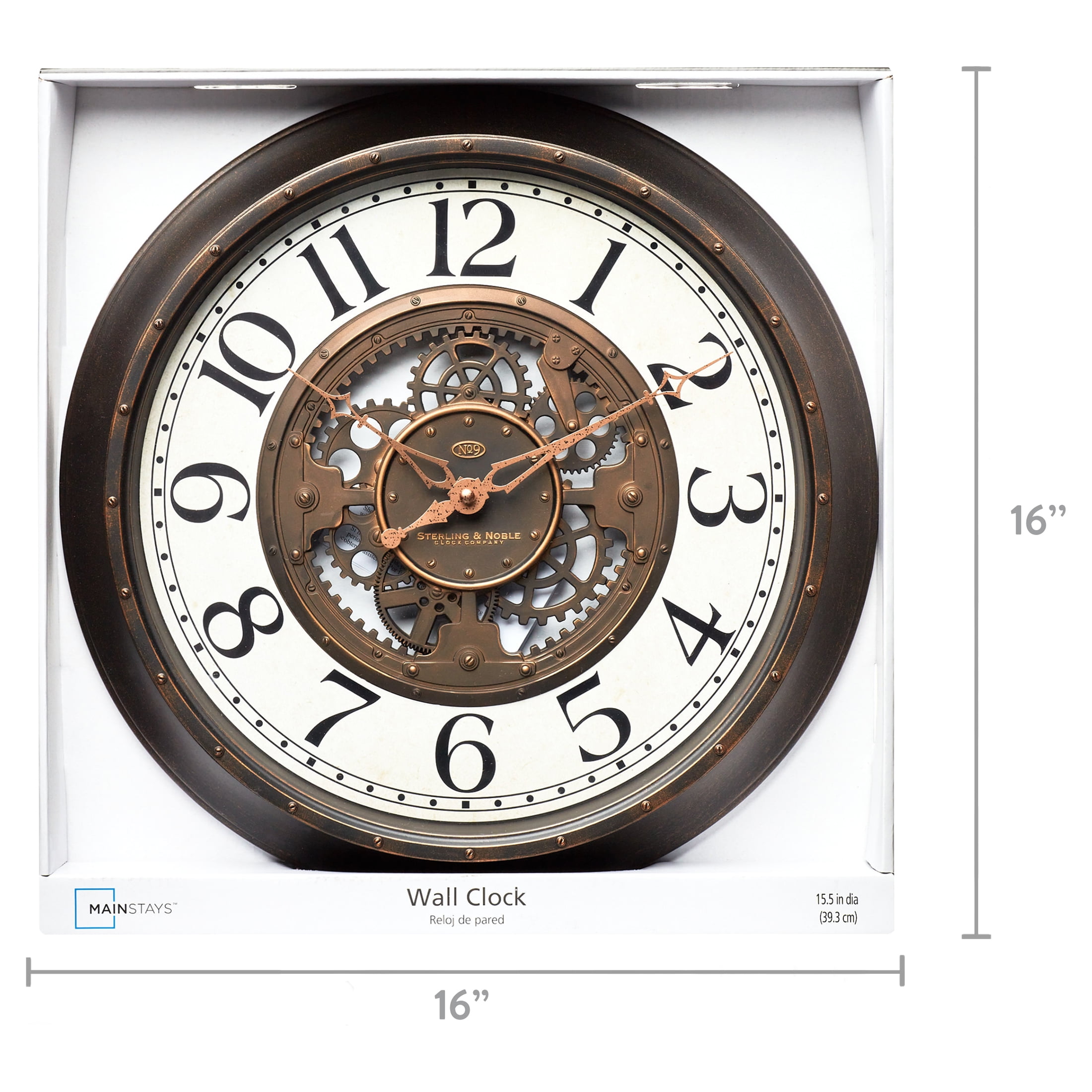 Industrial Gear Wall Clock in Aged Bronze