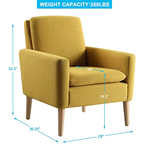 Modern Mustard Yellow Upholstered Accent Chair