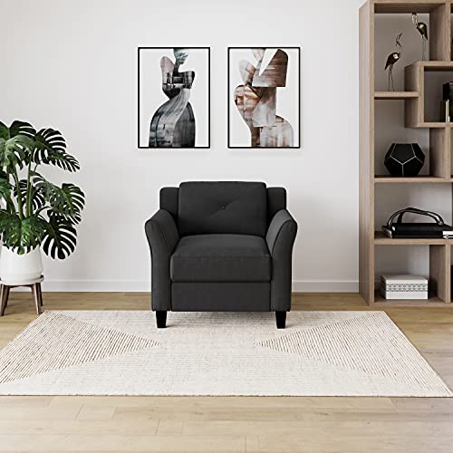 Harrington Armchair - Black, 35.4"W x 32"D x 32.7"H