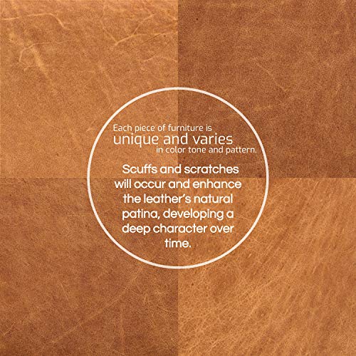 Cognac Tan Leather Sectional Sofa with Tufted Back