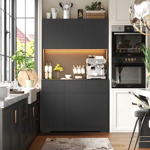71'' Tall Kitchen Pantry Storage Cabinet with Power Outlets