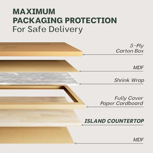 Solid Wood 6ft Butcher Block Island Countertop, Unfinished