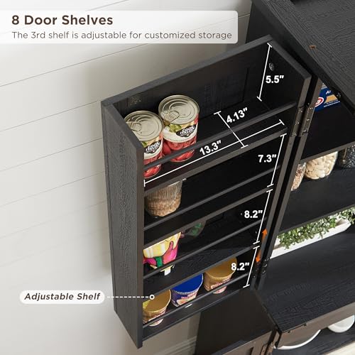 Rustic Wood Farmhouse Pantry Cabinet with Adjustable Shelves