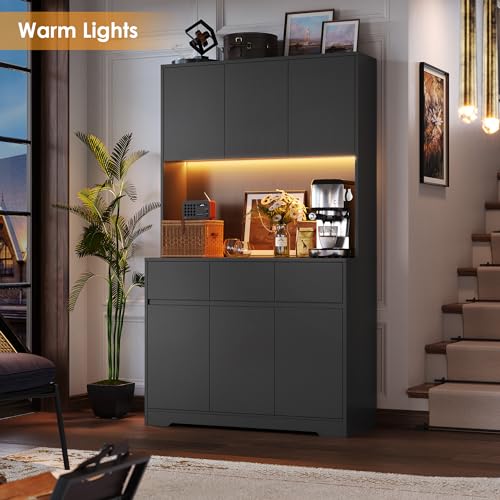 71'' Tall Kitchen Pantry Storage Cabinet with Power Outlets