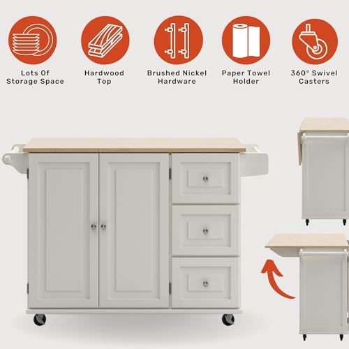 Homestyles Mobile Kitchen Island Cart with Drop Leaf, 54