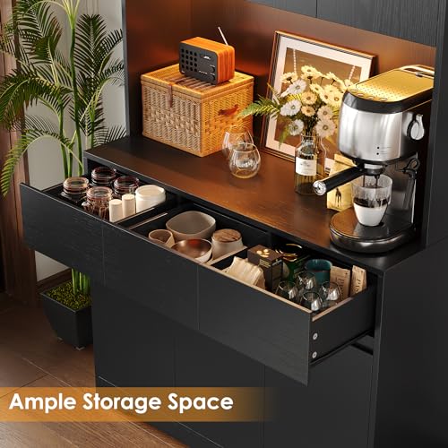 71'' Tall Kitchen Pantry Storage Cabinet with Power Outlets
