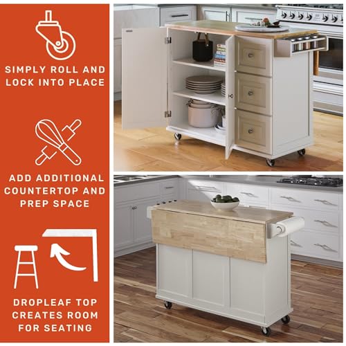 Homestyles Mobile Kitchen Island Cart with Drop Leaf, 54