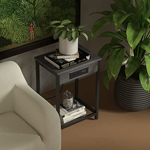 Set of 2 CADUKE Nightstands with Charging Station