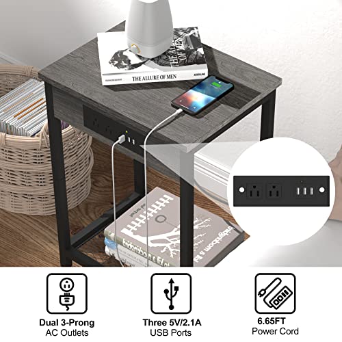 Set of 2 CADUKE Nightstands with Charging Station