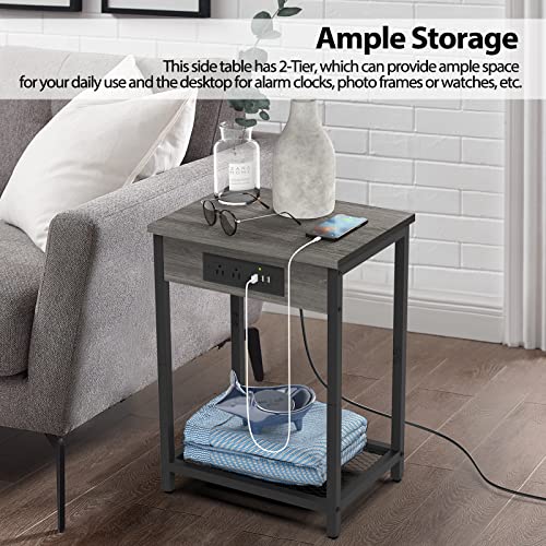 Set of 2 CADUKE Nightstands with Charging Station