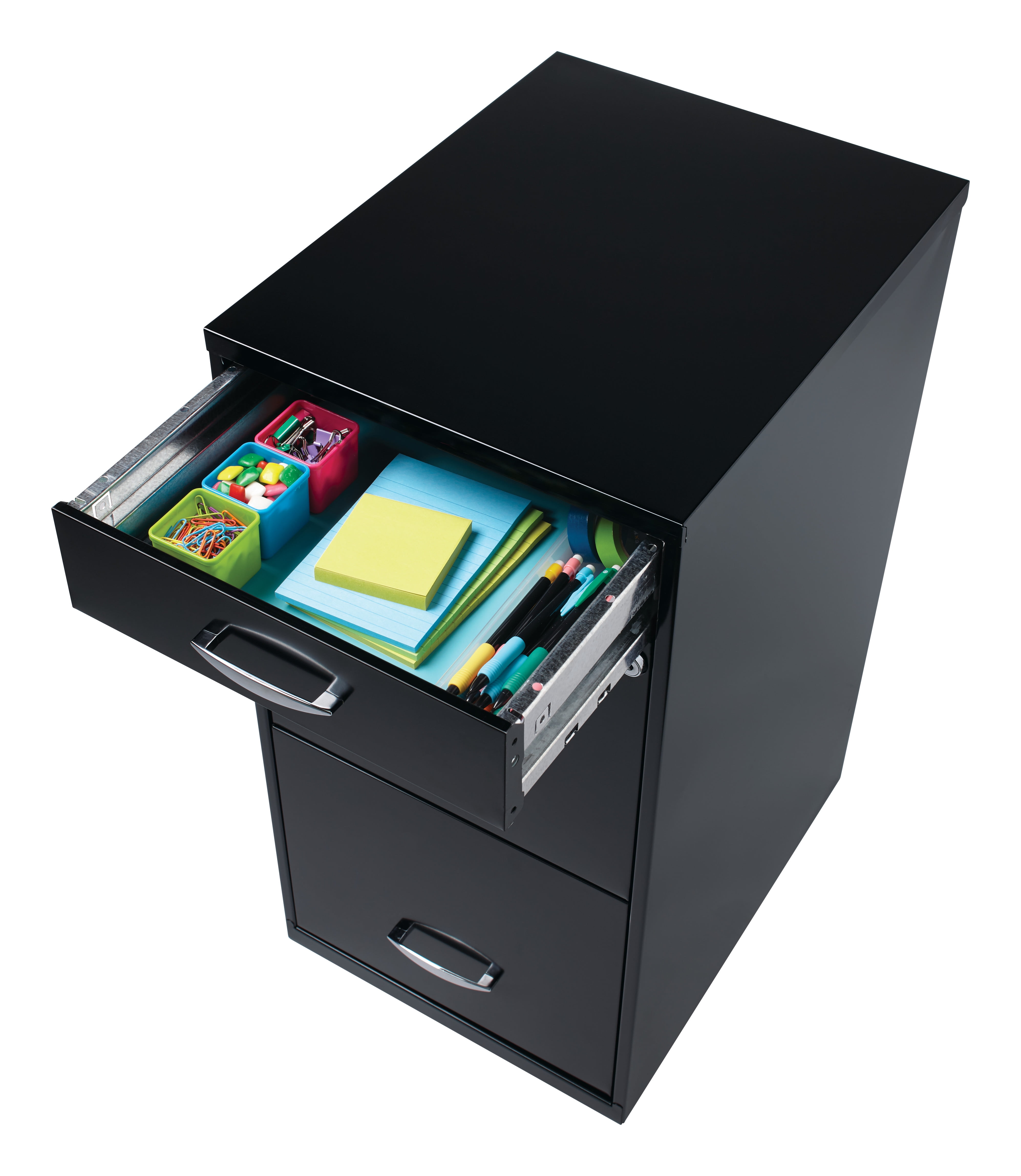 Filing Cabinet 18"W, 3-Drawer Organizer File, Black