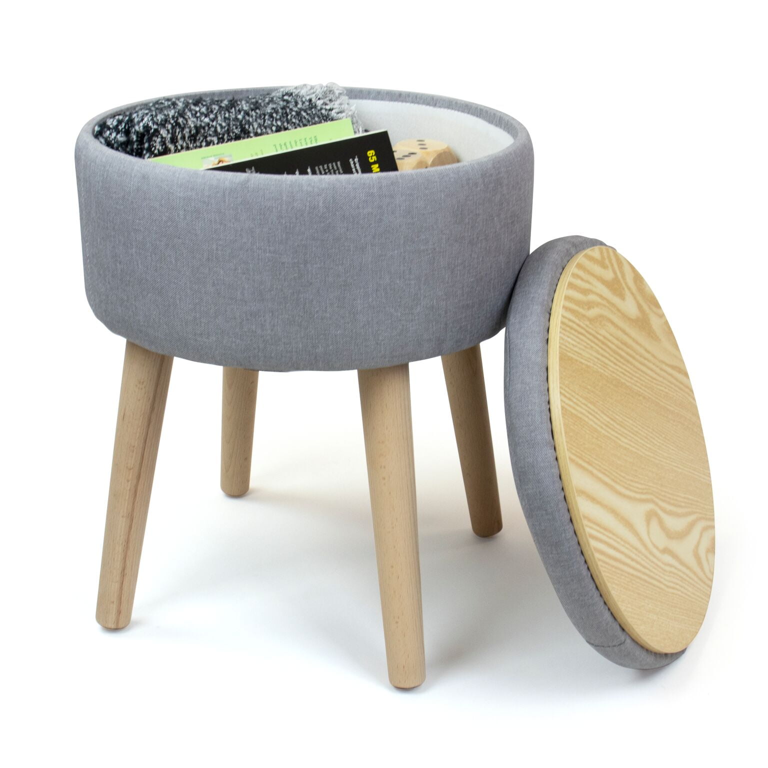 Humble Crew Ashton 14" Round Storage Ottoman with Tray