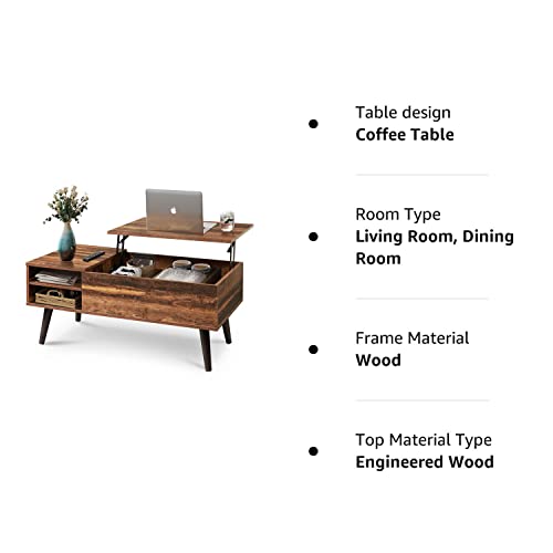 Rustic Lift Top Coffee Table with Storage