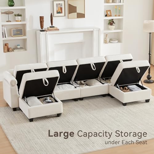 Modular Sectional Sleeper Sofa with Reversible Chaises, Beige